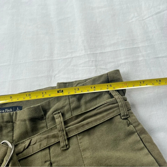 Abercrombie & fitch high rise belted paper bag pants green pleated 9974 - Picture 7 of 10